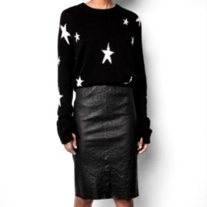 NWT Zadig & Voltaire Jaden Cuir Froisse Leather Pencil Skirt Eu Sz 38 Sz Medium